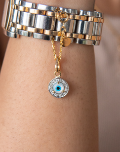 Evil Eye Charm Pendant - Round with Diamonds Small - STAC Fine Jewellery