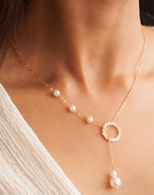 Load image into Gallery viewer, Pearl Circle Lariat Necklace - STAC Fine Jewellery