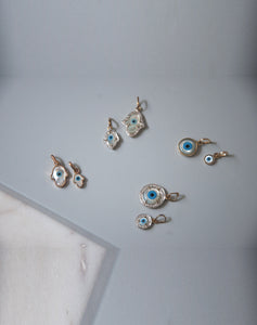 Evil Eye Charm Pendant - Round with Diamonds Small - STAC Fine Jewellery
