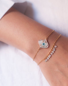 Hamsa Hand Evil Eye Bracelet with both Diamonds - STAC Fine Jewellery