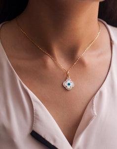 Evil Eye Charm Pendant - Clover with Diamonds - STAC Fine Jewellery