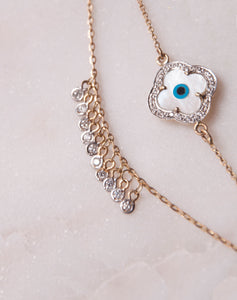 Clover Evil Eye Bracelet with Both Diamonds - STAC Fine Jewellery