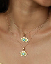 Load image into Gallery viewer, Yellow Topaz Evil Eye Enamel Pendant