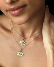Load image into Gallery viewer, Yellow Topaz Evil Eye Enamel Pendant