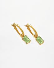 Load image into Gallery viewer, Rectangular Peridot Dangling Hoops