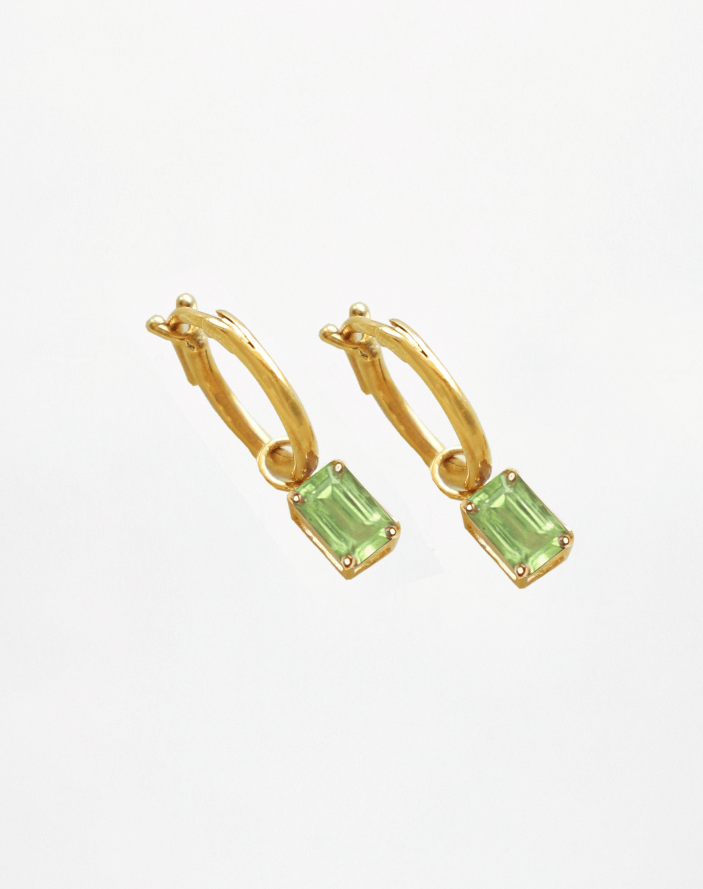 Rectangular Peridot Dangling Hoops