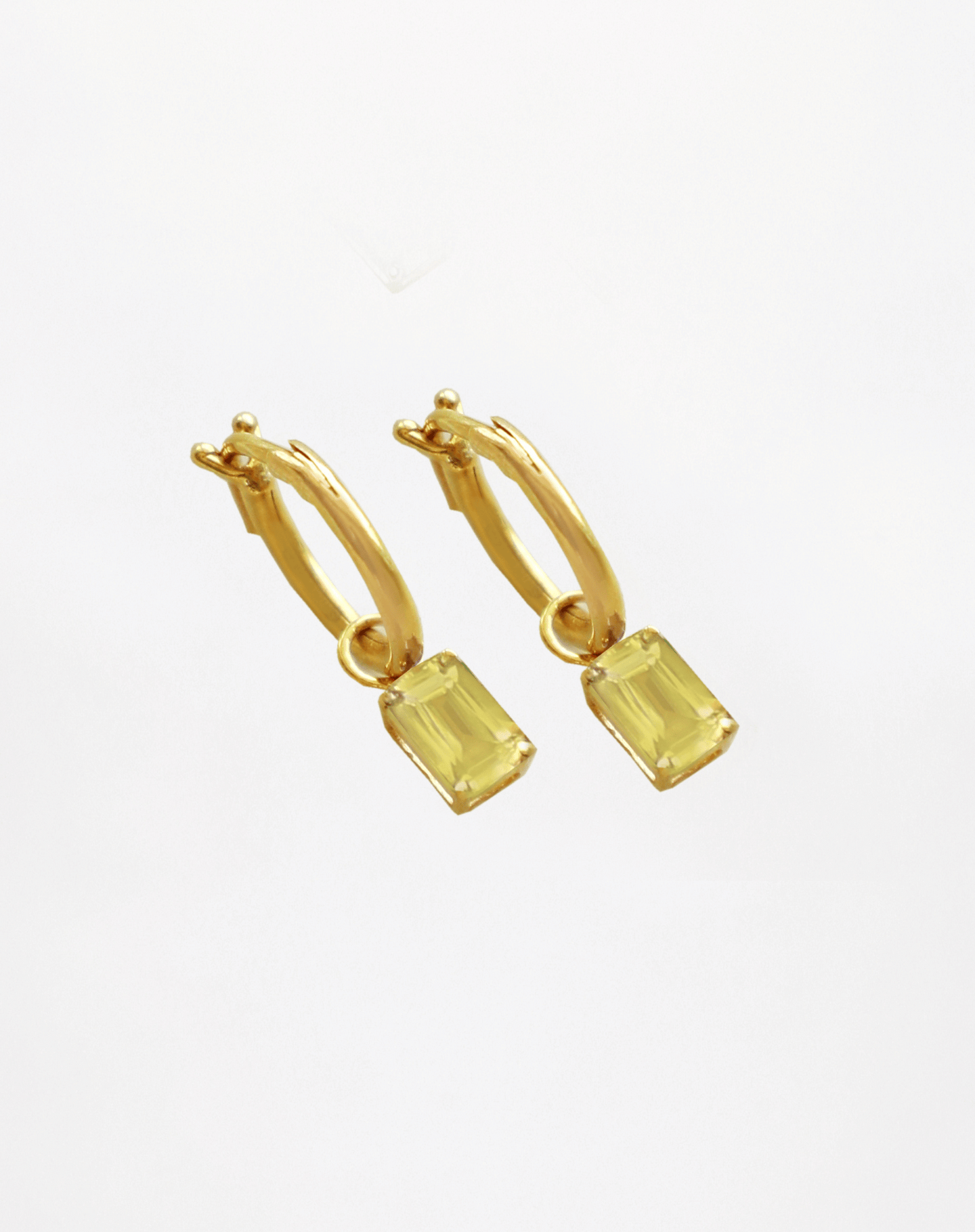 Rectangular Citrine Dangling Hoops Set