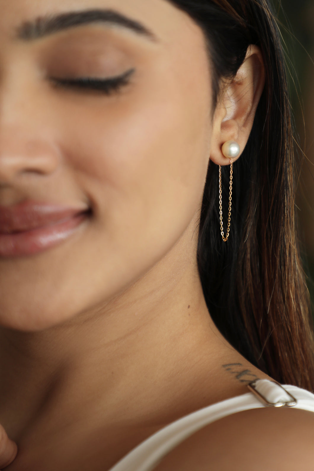 Luna Pearl Chain Earrings