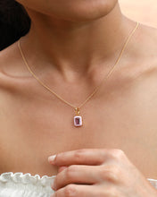 Load image into Gallery viewer, Emerald Cut Amethyst Lilac Enamel Pendant