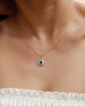 Load image into Gallery viewer, Oval Blue Topaz Blue Enamel Pendant