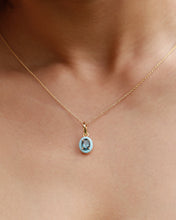 Load image into Gallery viewer, Oval Blue Topaz Blue Enamel Pendant