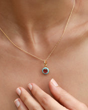 Load image into Gallery viewer, Pink Tourmaline Blue Enamel Pendant