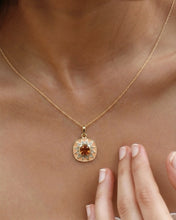 Load image into Gallery viewer, Citrine Enamel Sun Pendant