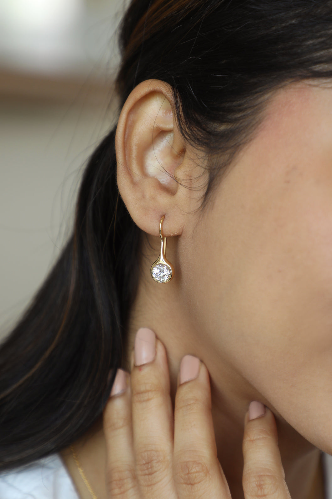 Lab Grown Diamond Solitaire Hook Earrings
