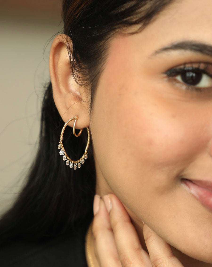 Lab Grown Diamond Cluster Hoop Chain Earrings