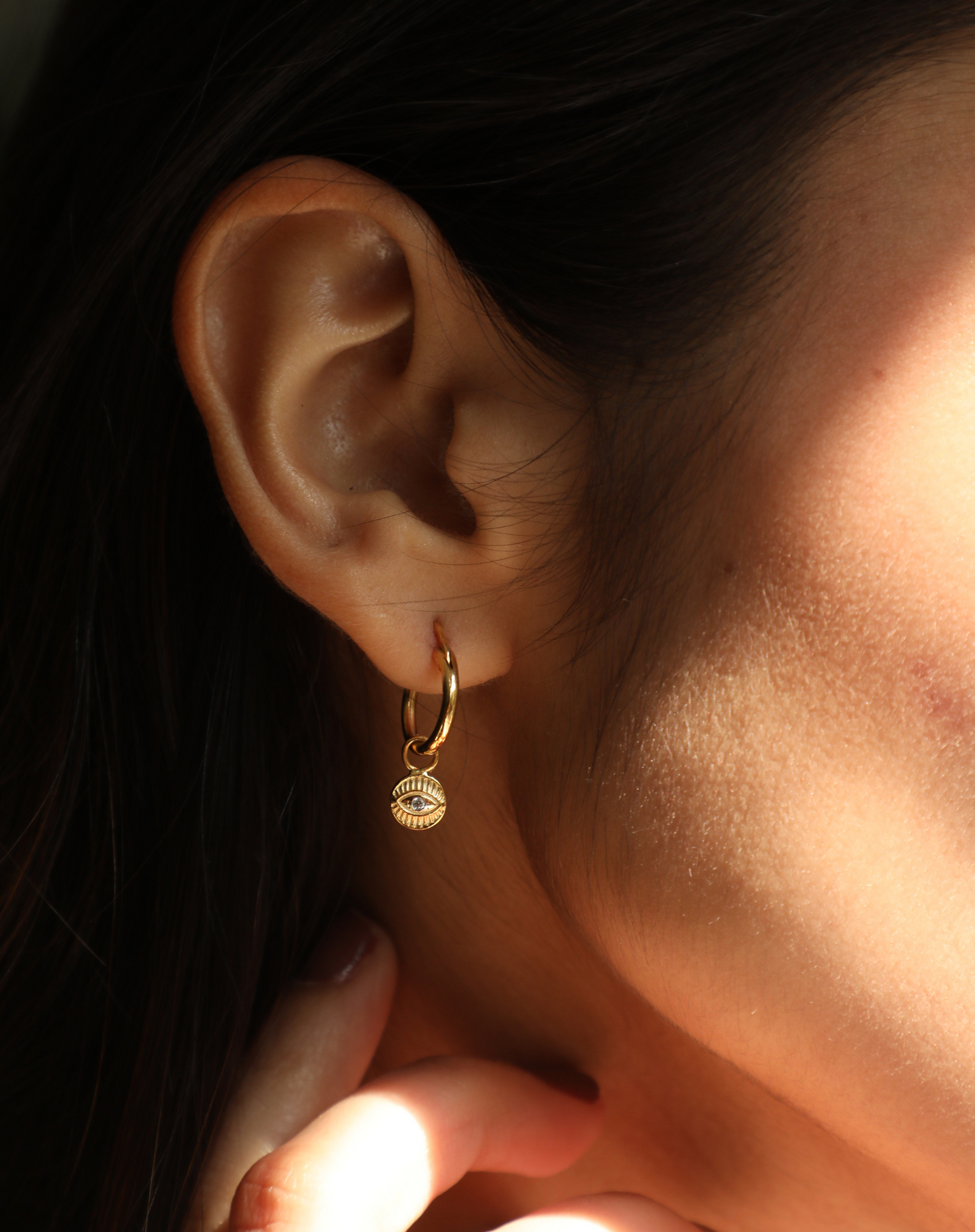 Evil Eye Diamond Hoop Earrings Set