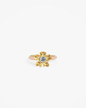 Load image into Gallery viewer, Bloom Blue Topaz Peach Enamel Ring