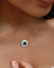 Load image into Gallery viewer, Blue Topaz Enamel Sun Necklace