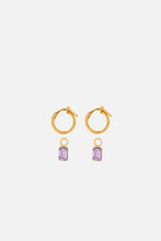 Load image into Gallery viewer, Rectangular Amethyst Hoop Charms