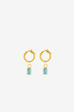 Load image into Gallery viewer, Rectangular Blue Topaz Hoop Charms