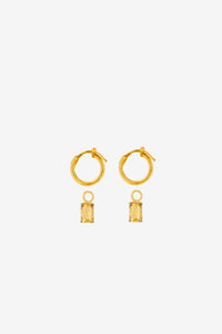 Rectangular Citrine Hoop Charms