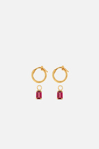 Rectangular Rhodolite Hoop Charms