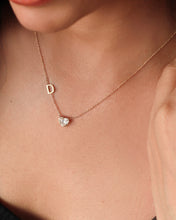 Load image into Gallery viewer, Heart Initial Lab-Grown Diamond Necklace