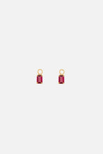 Load image into Gallery viewer, Rectangular Rhodolite Hoop Charms