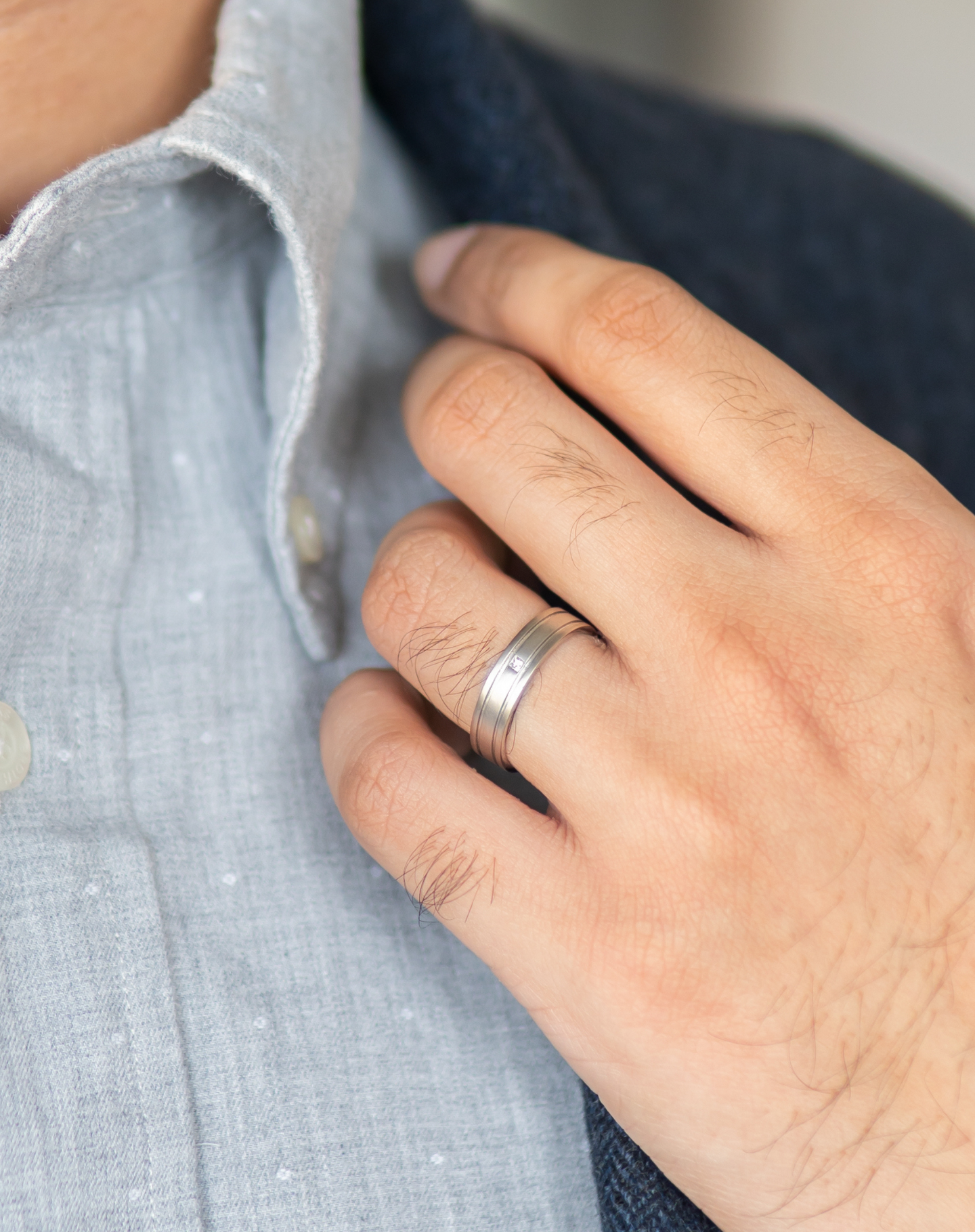 Silver ring diamond online band