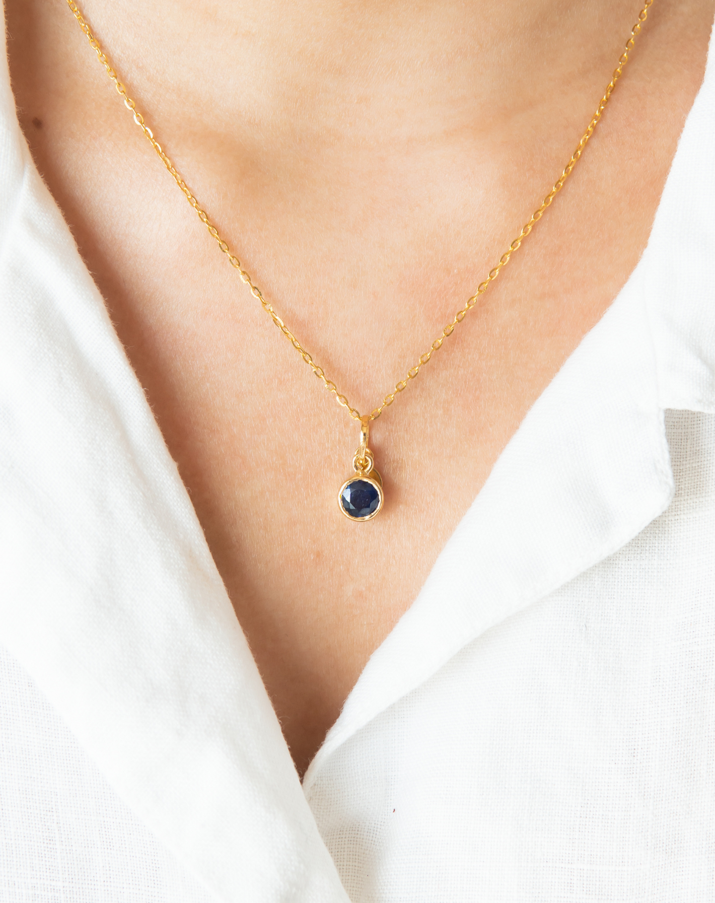 Blue Sapphire Birthstone Pendant Charm, Virgo - STAC Fine Jewellery