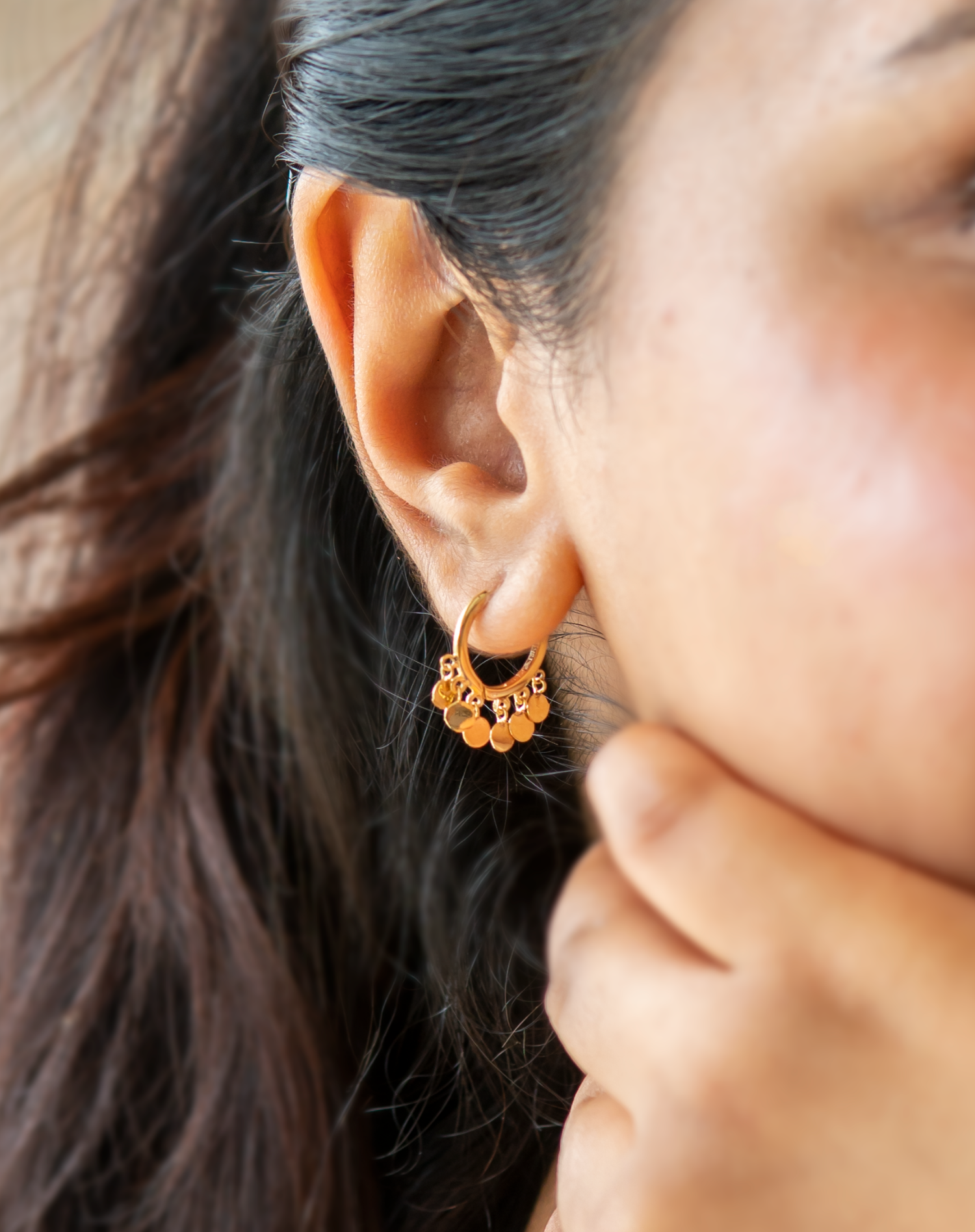 Rose gold hanging type earrings with cz stones and hangings at 45000 by  Prashanti – Prashanti Sarees