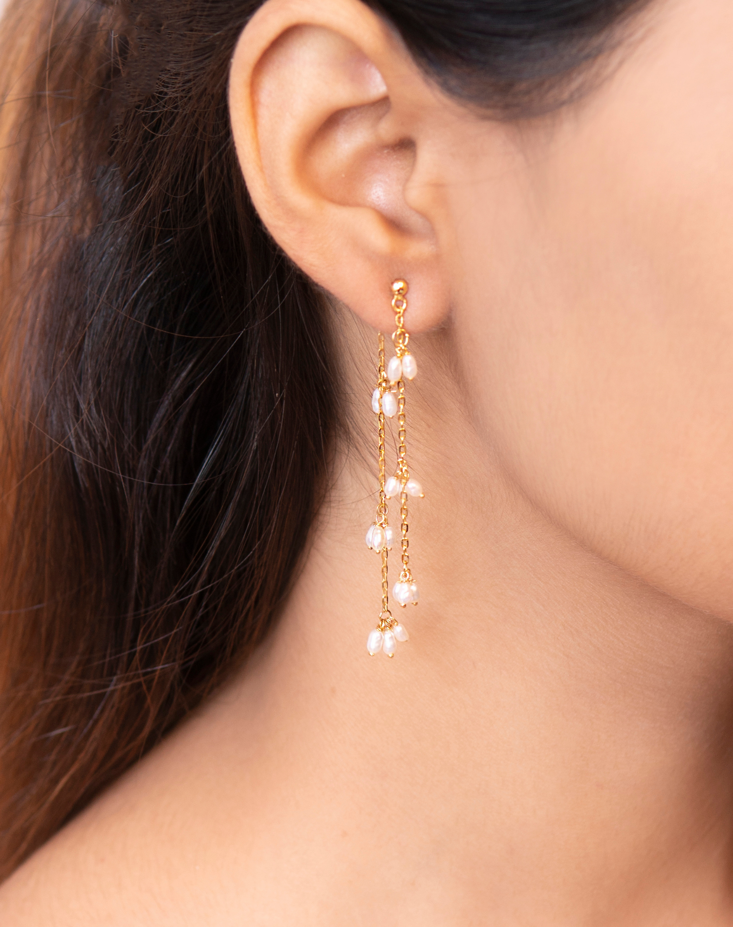 Twinkle long chain earrings silver - Syster P