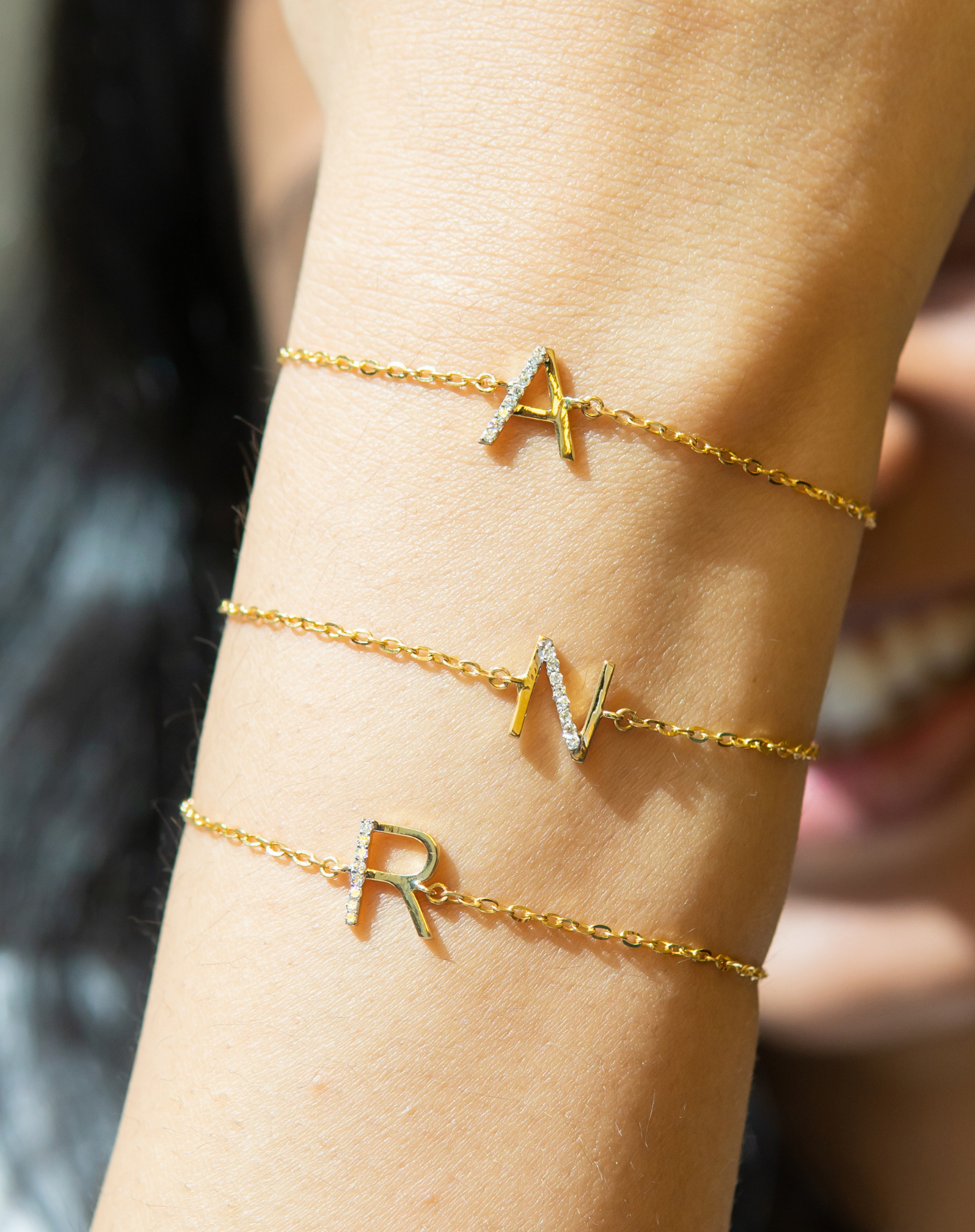 gold bracelet with letter