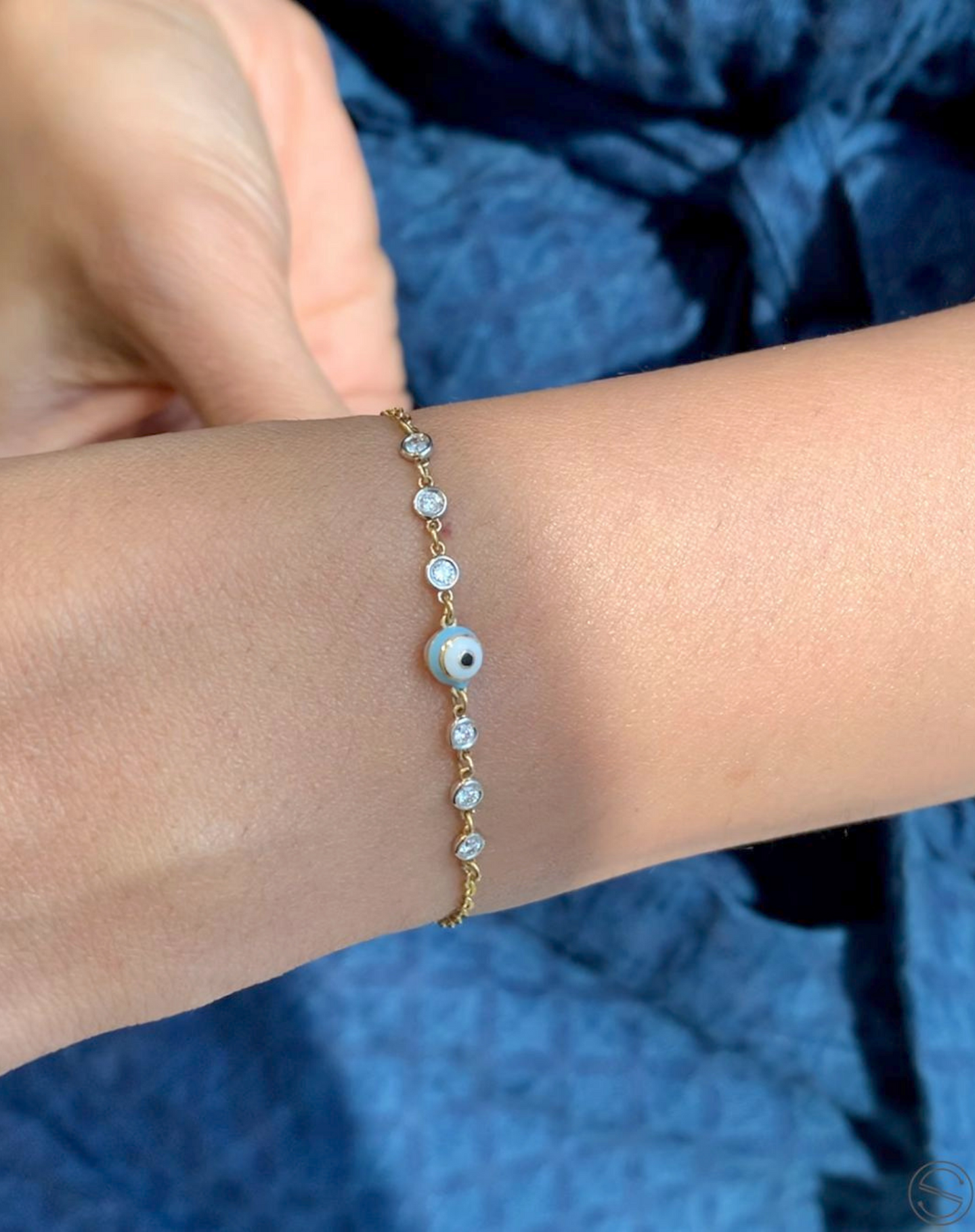 Sky Blue Evil Eye Diamond Bracelet - STAC Fine Jewellery