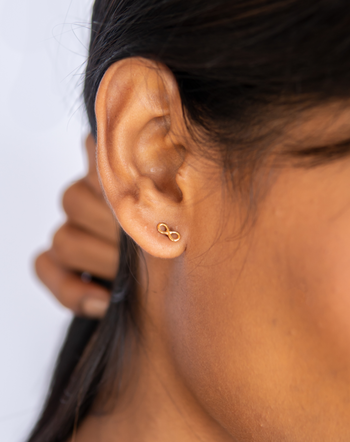 Buy Double Ear Piercing Earrings-10k Gold Chain Stud Earrings-two Hole  Earring-double Square Chain Earring-geometric Earrings-multiple Piercings  Online in India - Etsy