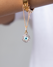 Load image into Gallery viewer, Evil Eye Charm Pendant - Round with Diamonds Small - STAC Fine Jewellery