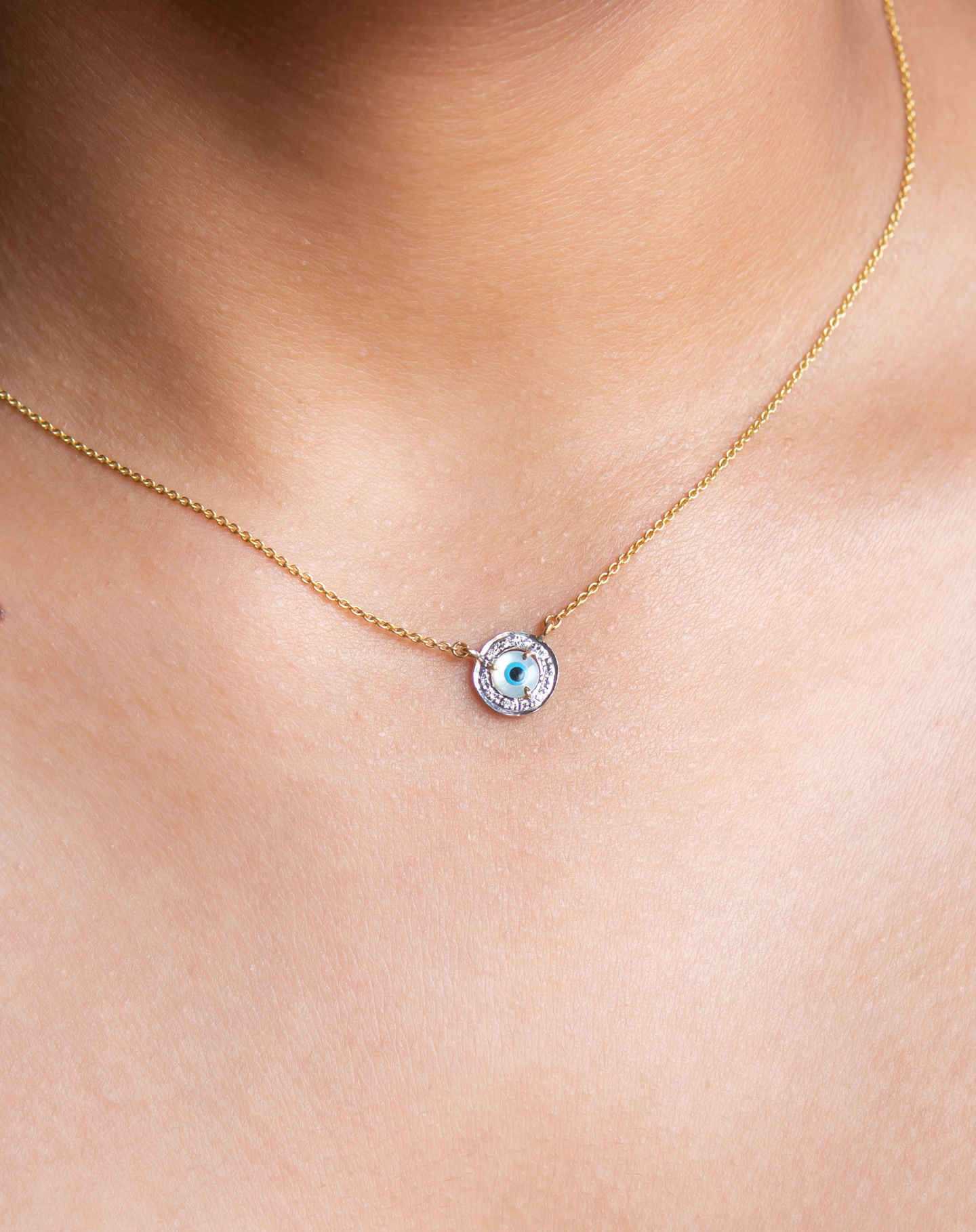 Mini Evil Eye Round Diamond Necklace - STAC Fine Jewellery