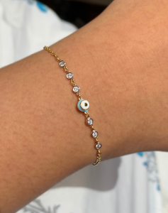Sky Blue Evil Eye Diamond Bracelet - STAC Fine Jewellery
