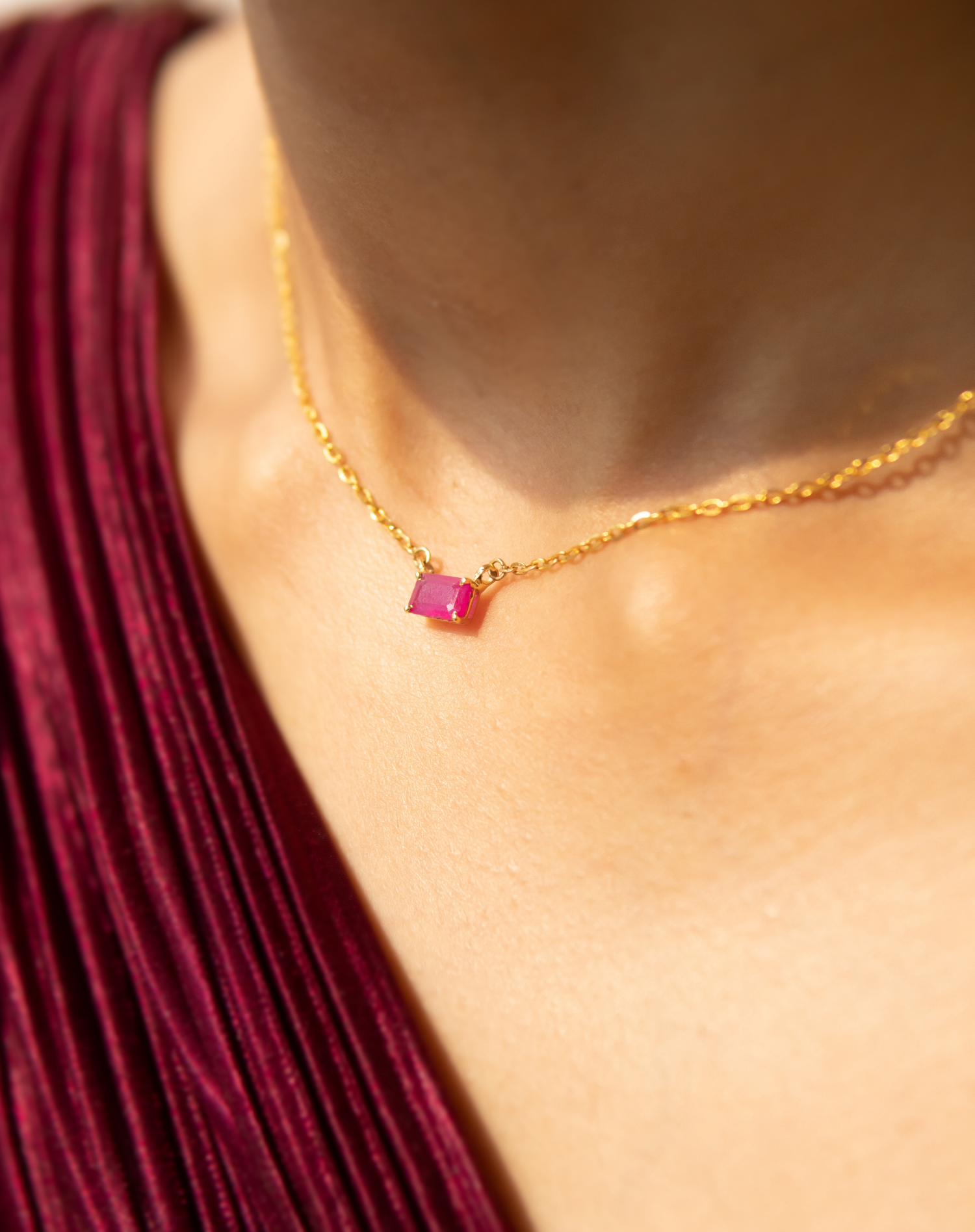 Genuine Raw Ruby Necklace - Gold - July Birthstone – The Cord Gallery