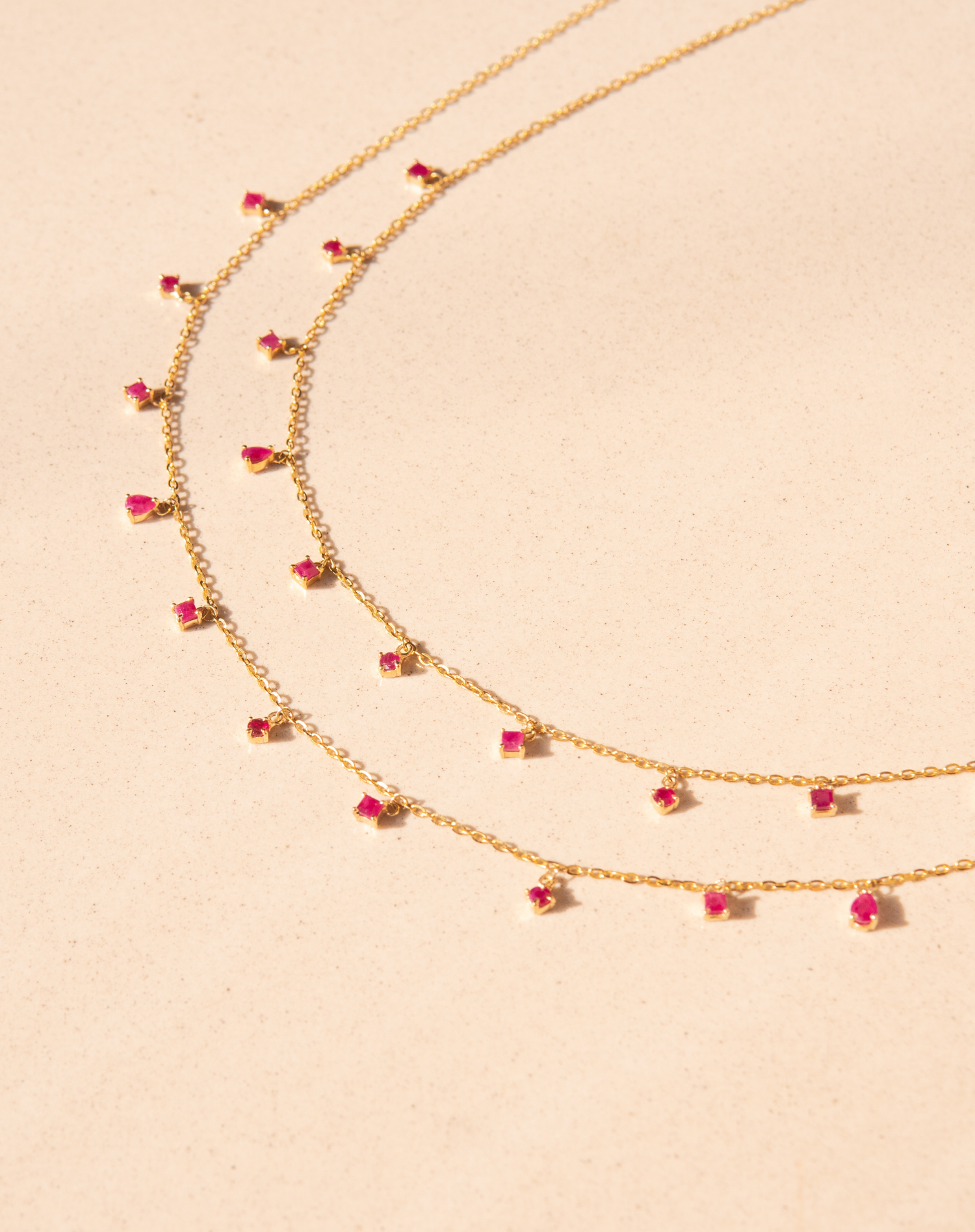 Modern ruby store necklace