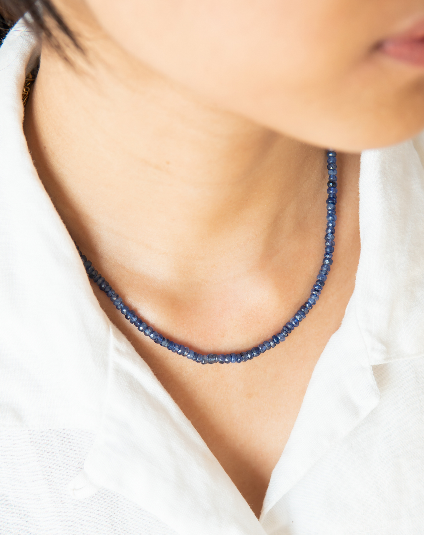 Beaded Blue Sapphire Necklace, Virgo - STAC Fine Jewellery
