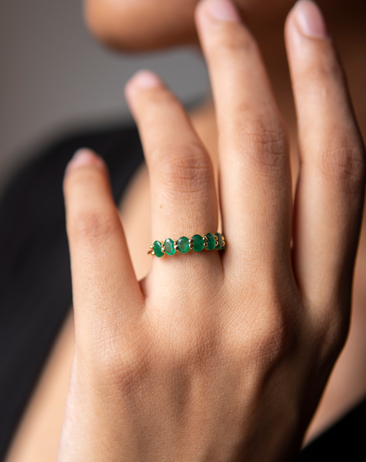 The Ray .89 ct Oval Emerald Ring 14kyg - Sarah O.