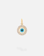 Load image into Gallery viewer, Evil Eye Charm Pendant - Round with Diamonds - STAC Fine Jewellery