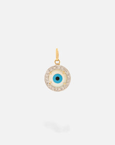 Evil Eye Charm Pendant - Round with Diamonds - STAC Fine Jewellery