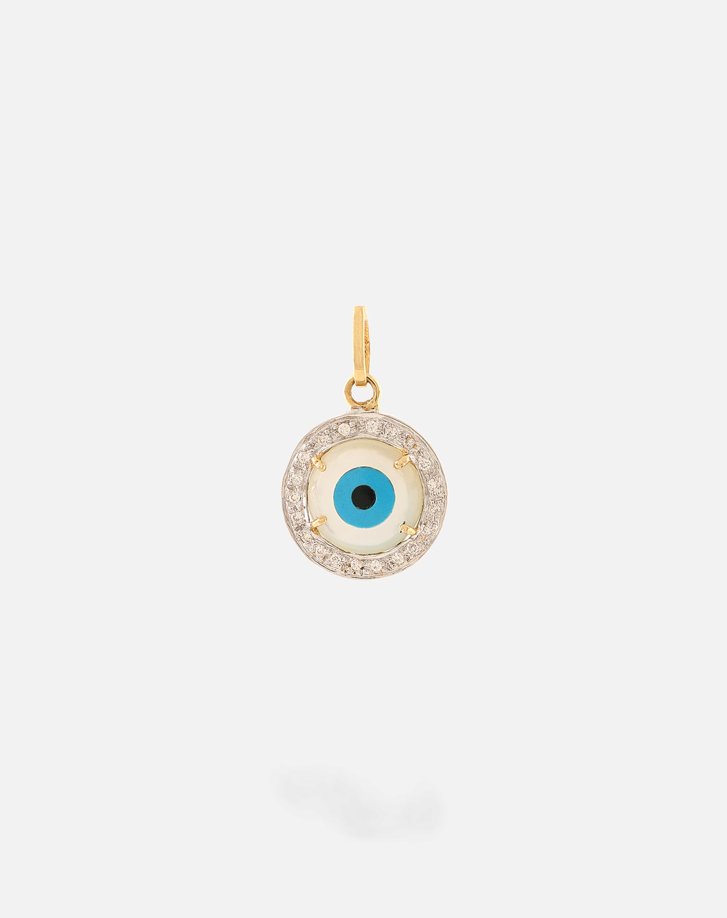 Evil Eye Charm Pendant - Round with Diamonds - STAC Fine Jewellery