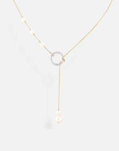 Pearl Circle Lariat Necklace - STAC Fine Jewellery