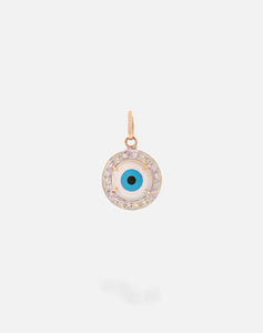Evil Eye Charm Pendant - Round with Diamonds - STAC Fine Jewellery