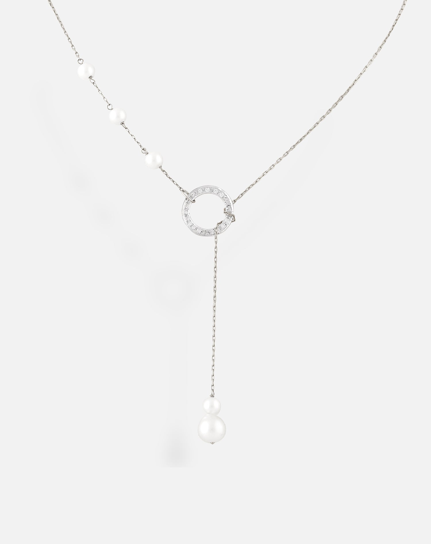 14 Kt White Gold 0.70 Ct Double-layered Lariat Necklace – J'evar