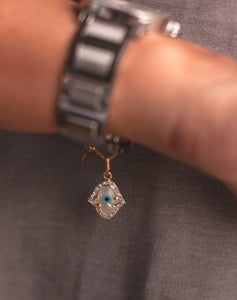 Evil Eye Charm Pendant - Hamsa Hand with Diamonds - STAC Fine Jewellery