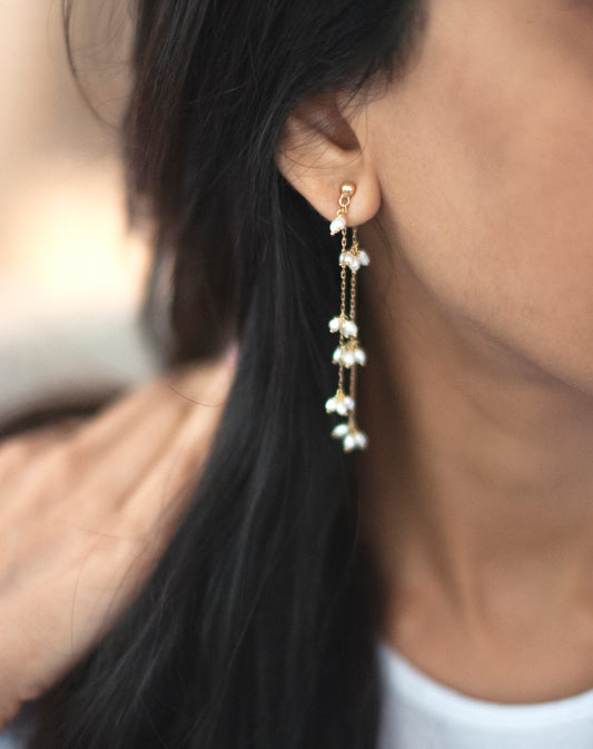 Scattered Pearl Chain Earrings - STAC Fine Jewellery